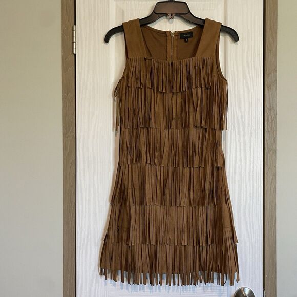 Southern Fringe Tiered Mini Dress Sz Small Hippie Tribe Cowgirl Halloween - Picture 1 of 8